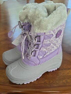 Totes Big Kid Girls Jenna Waterproof Insulated Flat Heel Winter Boots Purple 1 M